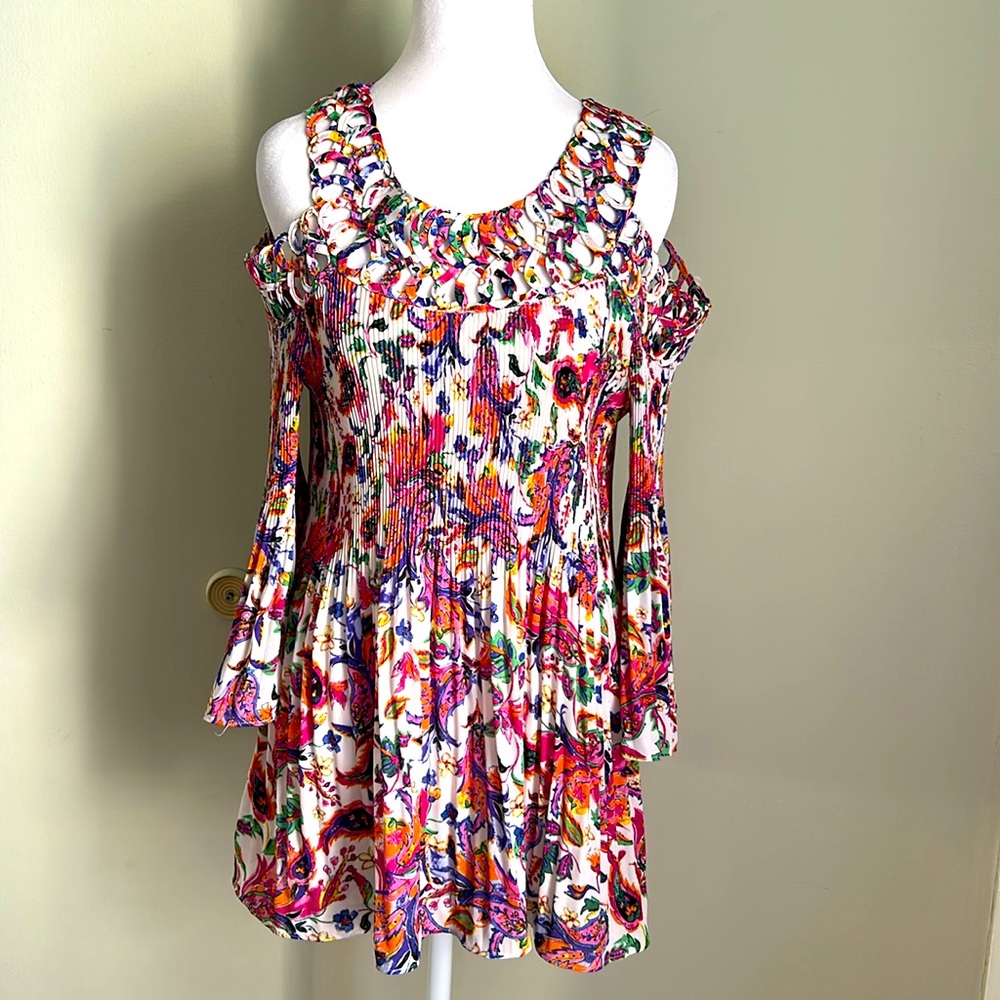 Kate & Mallory Multicolor Cold Shoulder Blouse